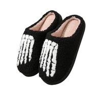 Generico Chaussons D'Halloween En Coton, Automne/hiver, En Forme De Cœur, Pour La Maison, En Peluche, Motif Dessin Animé, 2025 (Black hand model,44EU)