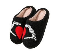 Generico Chaussons D'Halloween En Coton, Automne/hiver, En Forme De Cœur, Pour La Maison, En Peluche, Motif Dessin Animé, 2025 (Palm model,42EU)