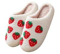 Generico Chaussons D'Halloween En Coton, Automne/hiver, En Forme De Cœur, Pour La Maison, En Peluche, Motif Dessin Animé, 2025 (Strawberry,40EU)