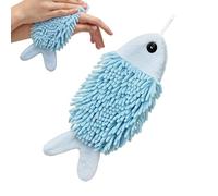 Generico Chenille Hand Towels with Hanging Loops - 2 Pieces Cute Fish Design Quick Dry Rag | Super Absorbent Microfiber Ball, Soft Bathroom Kitchen Hand Towel for Kids Adults