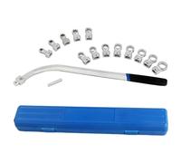 Generico Chiave per Puleggia tendicinghia Extra Lunghe con Adattatori Tendere Cinchia intercambiabili Set 15 Pezzi Strumento Tenditore Ammortizzatore 12-19mm