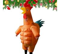 Generico Chicken Blow Up Costume, Cosplay Clothing with Abdominal Muscles Inflatable Farm Animal Outfit for Festival Event Birthday Party Christmas Halloween, Funny Adult Dress-Up for Parades Shows