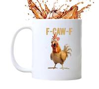 Generico Chicken Tea Mug - 11oz Rooster Theme Ceramic Hot Cold Cup | Chicken Mug Cup | For Office School Apartment Cafe College Dorm Living Room Bedroom Kitchen, Fun Prank Coffee Cúp, F-Caw-F