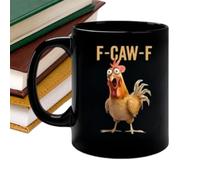 Generico Chicken Tea Mug - 11oz Rooster Theme Ceramic Hot Cold Cup | Chicken Mug Cup | For Office School Apartment Cafe College Dorm Living Room Bedroom Kitchen, Fun Prank Coffee Cúp, F-Caw-F