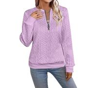 Generico Chikalabs Women's Elegant Snake Print Zip-Up Sweatshirt Long Sleeve Round Neck Casual Pullover -Womens Sweatshirts (Purple)