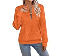 Generico Chikalabs Women's Elegant Snake Print Zip-Up Sweatshirt Long Sleeve Round Neck Casual Pullover -Womens Sweatshirts (Orange,L)