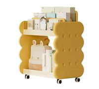 Generico Children Bookshelf on Wheels, Adjustable Boys Book Organizer Shelf, PP, Resin Standing Bookshelf with Wheels for Kids Rooms and Playroom, 21.65x13.78x25.59 Inches
