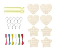 Generico Children Embroidery Kit, Hand Embroidery Set with Wooden Heart and Star Shapes, Creative Sewing Craft, Ideal for Home, Studio, Road Trips, Commuting, Travel Activities