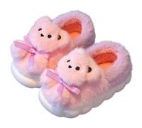 Generico Children Winter Slippers, House Warm Plush Slippers, Stylish Light Indoor Outdoor Slipper for Girls Boys, Cute Bear Pattern Cartoon (Pink A,34)