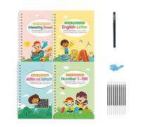 Generico Children's Magic Copybooks - 1 Set Grooved Calligraphy Practice Workbooks for Tracing Letters, Handwriting Improvement with Reusable Pages for Kindergarten, Preschool, Office, Ages 3-8