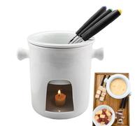 Generico Chocolate Fondue Mug - 300ml Ceramic Candy Warmer with 4 Forks - Easy To Clean Fondue Set, Effortless Mobility for Cheese Butter Dessert Party Date Night Birthday Wedding
