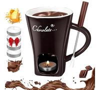 Generico Chocolate Melting Cup, Fondue Cup - Date Night & More Sweet Time, Chocolate Fondue Mug Set with Forks for Snack Candy Party And Birthday (Brown)