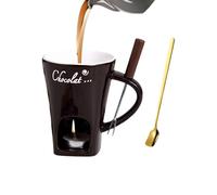 Generico Chocolate Melting Mug - Ceramic Fondue Cup with Spoon | Mini Butter Cheese Warmer for Desserts, Caramel, Candy, Snacks, Milk, Kitchen Baking, Sweet Treats And Home Accessories