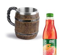 Generico Chope À Bière | Tasse À Whisky 450ml En Acier Inoxydable Et Bois Fait Main | Tase Vintage Multifonction Pour Bières Café Cocktail | Idée Cadeau Originale Pour Maison Bar Anniversaire Fête