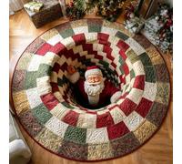 Generico Christmas 3D Rug, 3D Halloween Rug, 3D Rugs Optical Illusion halloween Santa Claus Quilted & Gnome Quilted Round Mat (A,120cm/47in)