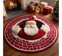 Generico Christmas 3D Rug, 3D Halloween Rug, 3D Rugs Optical Illusion halloween Santa Claus Quilted & Gnome Quilted Round Mat (B,140cm/55in)