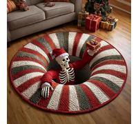 Generico Christmas 3D Rug, 3D Halloween Rug, 3D Rugs Optical Illusion halloween Santa Claus Quilted & Gnome Quilted Round Mat (E,120cm/47in)