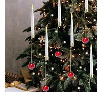 Generico Christmas Alberello e Candelabri Batteri Operati, Flameless Christmas Candelabri con Pulsante Remoto, Decorazioni per Festa con Pendenti di Sfera Cristallina (18 PCS, Sfera Rosso)