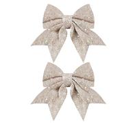 Generico Christmas Bows - 2 Piece Sparkly Mini Christmas Bows | Christmass Bowss for Tree, Ribbon Holiday Decoration | Christmass Bow for Wrapping for Home Outdoor Farmhouse Wall Indoor Crafts