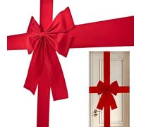 Generico Christmas Cabinet Bow, Festive Large Red Ribbon And Bow Decorations, Flocked Christmas Wreath Bows for Holiday Front Door Home Cabinets Furniture And Kitchen X'Mas Party Decorations