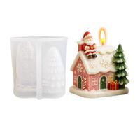Generico Christmas Candle Mold - Silicone 3D Santa Cottage Casting Mould | 3 X 2.99 Inch Reusable Mould For Wax, Soap, Resin, Cement And Plaster Crafts, Ideal For Table Centrepieces, Village Displays