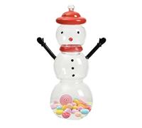 Generico Christmas Candy Jar Glass Container, Snowman Shaped Treat Organizer with Lid, Holiday Decorative Storage Jar, Ideal for Banquets, Bedroom Accents, Party Tables, and Winter Wedding Displays