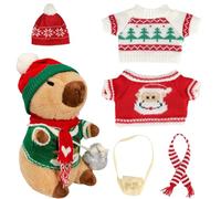 Generico Christmas Capybara Plush, Cute Cartoon Stuffed Animal Toy, Dressed with Hat, Bag & Scarf Soft Interactive Holiday Decor for Boys, Girls, Educational Play, Gift, Party, Room Display Use