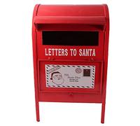 Generico Christmas Cassetta Postale per Letterina di Babbo Natale Decorazione Natalizia in Metallo con Buca Lettere e Decorazioni Natalizie a Rilievo 30x30x h. 52 cm Portalettere con Porticina