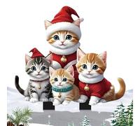 Genérico Christmas Cat Stakes - Christmas Garden Stakes | Yard Decor 2D Acrylic Cat Stakes,Christmas Decoration Stakes Garden, Farm, Yard, Lawn and Pathway