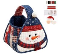 Generico Christmas Character Quilted Carry Basket, DIY Fabric Storage Basket Kit, Cotton Plaid Gingham Foldable Fabric Storage Bin with Handles for Tree Decor,Candy,Presents & Homes Living Room