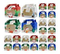 Generico Christmas Cookie Boxes, Christmas Bakery Treat Box With Window, 24 Pieces Reusable Storage Containers For Pastries Biscuits Food Cupcakes Brownies Donut Chocolates Lollipops