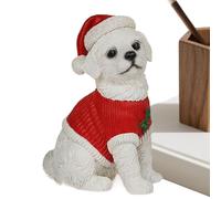 Genérico Christmas Dog Figurines For Decoration, Holiday Party Supplies For Offices, Resin Christmas Figurine, Dormitory School Room Apartment Birthday Thanksgiving Party