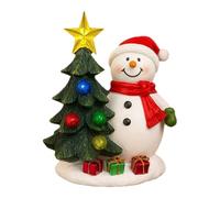 Generico Christmas Figurines, Lighted Snowman Christmas Tree Sculpture with LED Glow for Holiday Ambiance, Decorative Resin Figurine of Party Dining Table Bedside Study Bedroom Living Room Bookshelf