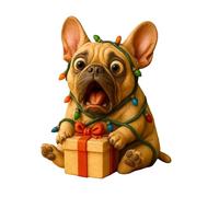 Generico Christmas Figurines - Resin Christmas Statue, Animal Figurines Desk Display Decor, Dog Home Cute Ornament | Living Room Bedroom Office Shelf Bar Entryway Porch Window Tree Birthday Holiday