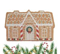 Generico Christmas Front Door Mat, Non Slip Floor Doormat with Festive Gingerbread House Design, Indoor Outdoor Entryway Rug for Kitchen Bathroom Living Room Porch Holiday Party Home Decoration