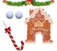 Generico Christmas Gingerbread Golf Game Set,Indoor Mini Golf Toy with Ball And Gingerbread House Target,Funny Christmas Party Golfs Game Idea Gift for Home Office (2Balls)