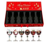 Generico Christmas Glasses - 6 Piece Stemless Cocktail Drinkware Set | 3 x 9 Inch Clear Goblets with Santa, Snowflake and Tree Patterns | Festive Drink Cups for Cocktails, Tea, Beer, Juice and Par