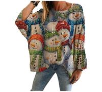 Generico Christmas Jumpers for Women, Christmas Crochet Sweaters, Xmas Print Pullover Knitwear Hollow Baggy Tops, Cozy Fall Sweater Pullover for Holiday Party (G,XXL)