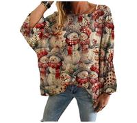 Generico Christmas Jumpers for Women, Christmas Crochet Sweaters, Xmas Print Pullover Knitwear Hollow Baggy Tops, Cozy Fall Sweater Pullover for Holiday Party (B,L)