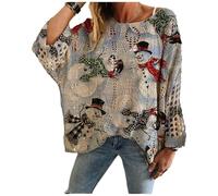 Generico Christmas Jumpers for Women, Christmas Crochet Sweaters, Xmas Print Pullover Knitwear Hollow Baggy Tops, Cozy Fall Sweater Pullover for Holiday Party (C,XXL)