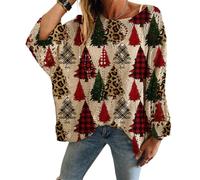 Generico Christmas Jumpers for Women, Christmas Crochet Sweaters, Xmas Print Pullover Knitwear Hollow Baggy Tops, Cozy Fall Sweater Pullover for Holiday Party (A,L)
