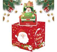 Generico Christmas Money Box, Fun Box, 4.72x4.2x4.72 Inches, Surprises Celebrations with 50 Transparent Bags, Decorative Savings Bin for Family Friends Eve Party New Year Home Décor Festive