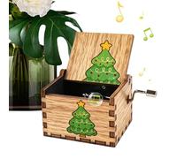 Generico Christmas Music Box - Wood Hand Crank Seasonal Decoration, Classic Melody Ornament, Festive Wooden Keepsake, Musical Collectible for Mantel, Desk And Bookshelf, 6.5x3.8x5cm
