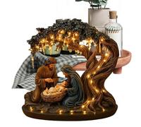 Generico Christmas Nativity Scene | Jesus Statue with Lights | Christmas Decorations Tree Nativity Scene | for Desk Table Shelf Mantel Fireplace Bedroom Living Room Office School Holiday Party