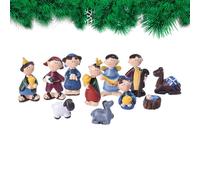 Genérico Christmas Nativity Set Mini Decor Figurine Toys Christian Family Tabletop, 11 pezzi in resina Nativity Figure Set Decoration, Village Yard Tree Outdoor Friends Indoor Use Only