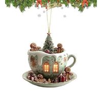 Genérico Christmas Ornaments - 3.15x3.03x0.12 Inches 2D Acrylic Coffee Cup Shape Pendants, Christmas Tree Decorations, Pendant For Car Interior | Bedside Men Women Workplace Backpack Bookshelf