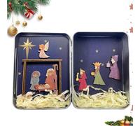 Generico Christmas Ornaments | Nativity Scene Silhouette Holy Family Figurine | Christmass Wooden Nativitty Scenes Decoration | Including Baby Jesus, Mary and Joseph, Resin,