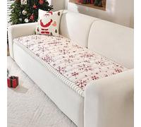 Generico Christmas Plush Warm Sofa Cover,Thick Soft Non-Slip Couch Protector Cover for Pets,Washable Patchwork Cotton Couch Cushion,Geometric Snowflake Pattern All Seasons Sofa Mat