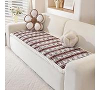 Generico Christmas Plush Warm Sofa Cover,Thick Soft Non-Slip Couch Protector Cover for Pets,Washable Patchwork Cotton Couch Cushion,Geometric Snowflake Pattern All Seasons Sofa Mat