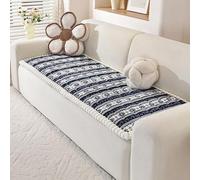 Generico Christmas Plush Warm Sofa Cover,Thick Soft Non-Slip Couch Protector Cover for Pets,Washable Patchwork Cotton Couch Cushion,Geometric Snowflake Pattern All Seasons Sofa Mat
